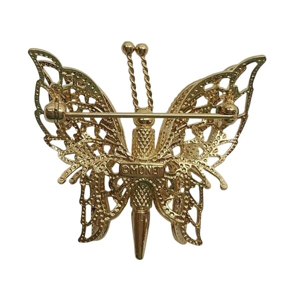 Monet Gold-Tone Filigree Butterfly Brooch Pin Elegant Detailing - Picture 4 of 5